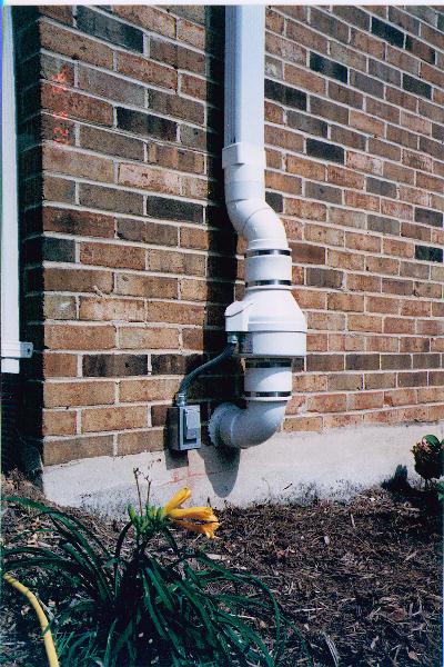 Figure 3. Exhaust pipe and fan for a sub-slab depressurization exhaust vapors at the top of a house.