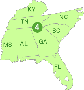 Map of EPA region 4