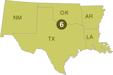 Map of EPA region 6