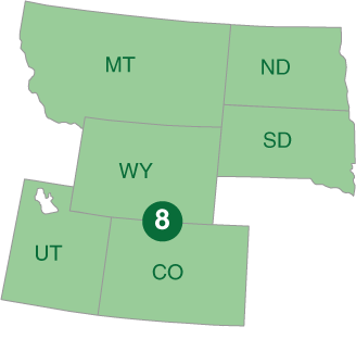 Map of EPA region 8