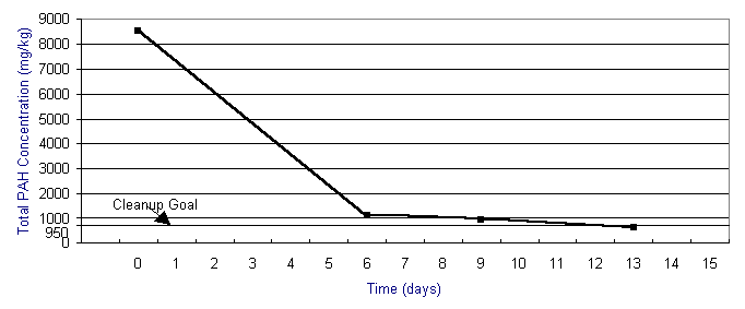 Figure 4. PAH Concentration vs. Time Bioreactor/Batch R1 B8