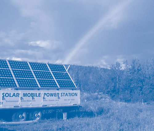 Figure 5. Portable PV and remediation equipment was towed to the Beaver River site and assembled in less than one day.