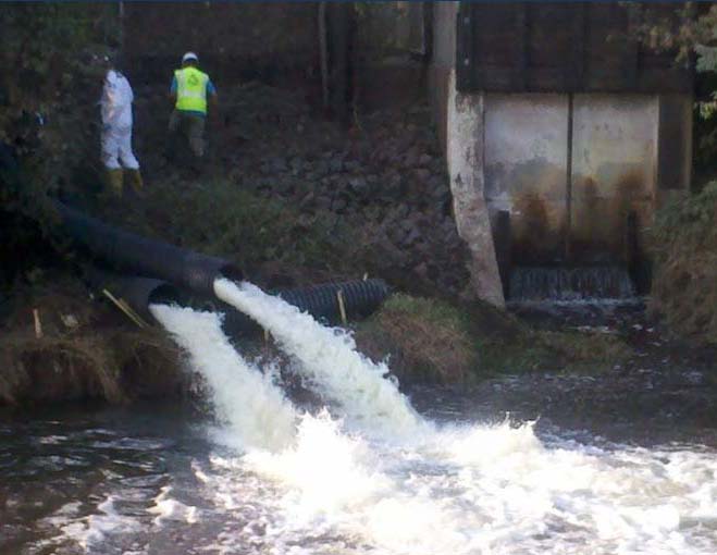 Controlled release of floodwater into Cuckel's Brook at a rate averaging 5,200 gallons per minute, at a location close to the former sluice gate discharge point.