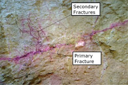 Figure 1. Propagation of primary and secondary fractures in clay. (Courtesy CH2MHill 2010)